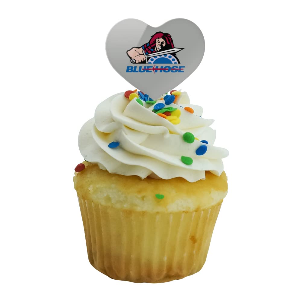 GRAPHICS & MORE Acrylic Cupcake Picks Set of 6 - Presbyterian College Secondary Logo Heart Design