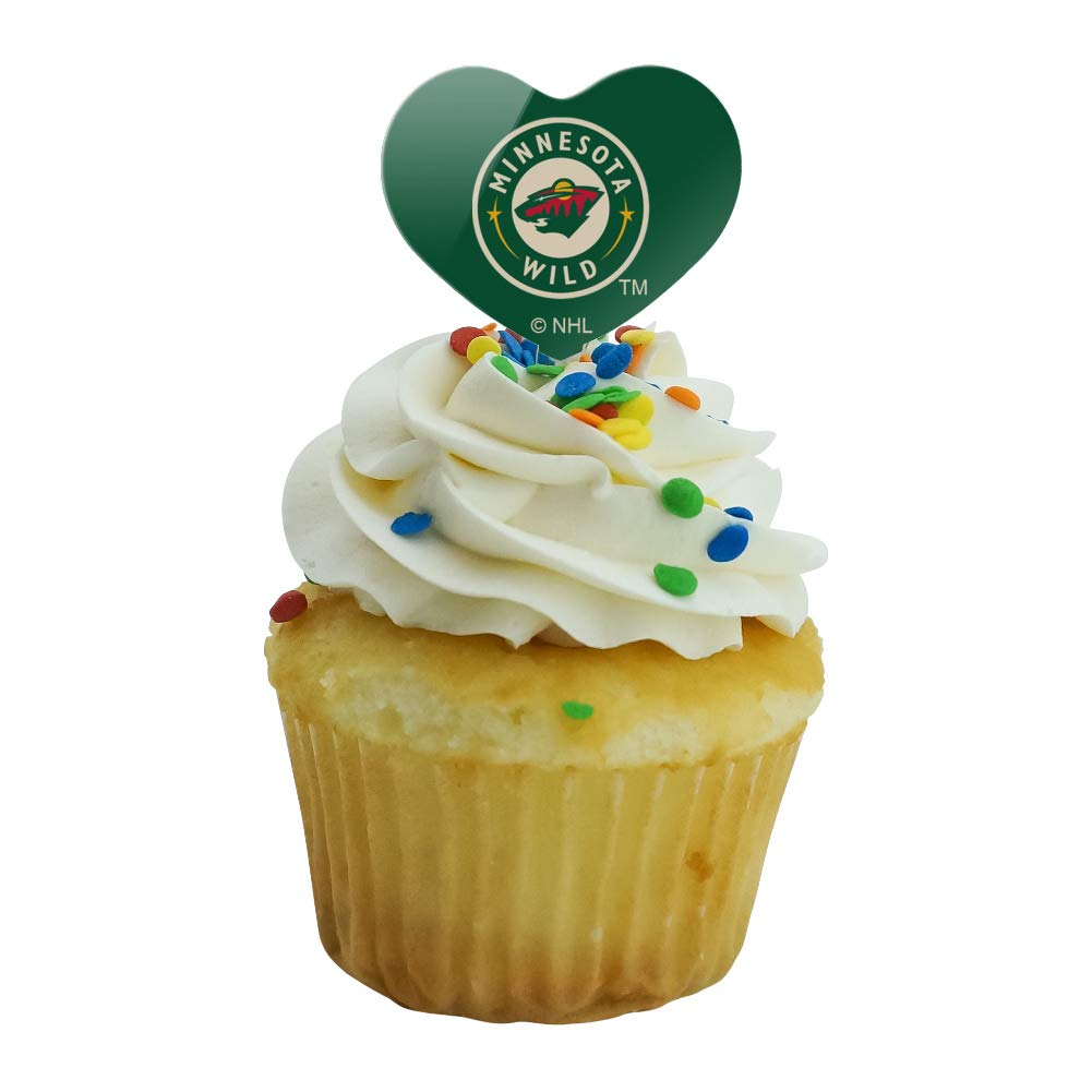 GRAPHICS & MORE NHL Minnesota Wild Heart Cupcake Picks Set of 6 - Multi Acrylic Decor