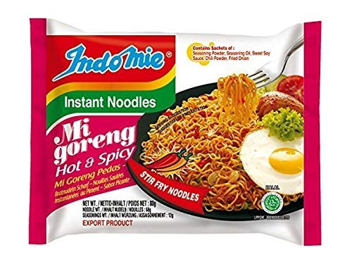 Indomie Mi Goreng Instant Stir Fry Ramen Noodles, Halal Certified, Hot & Spicy Flavor (40-Pack)