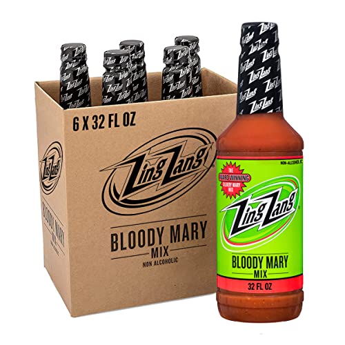 Zing Zang Bloody Mary Mix, Non-Alcoholic Cocktail Mixer, Bold Vegetable Juice Blend, 32 Fl Oz Bottles, Pack of 6