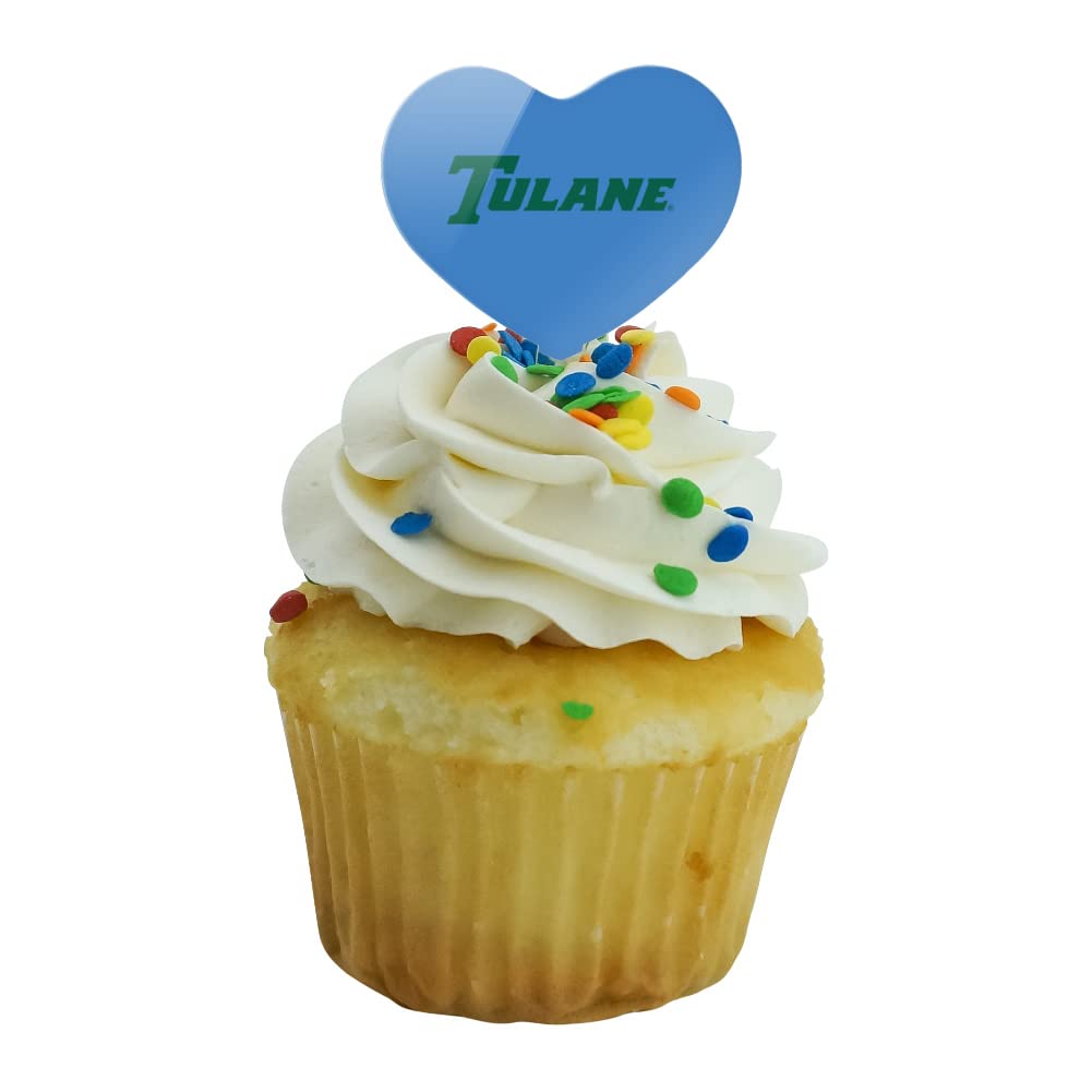 GRAPHICS & MORE Cupcake Toppers Set of 6, Acrylic, Tulane University Heart Design, One Size