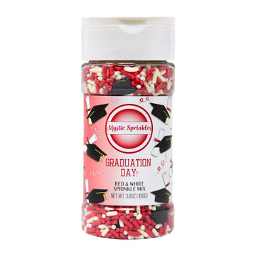 Mystic Sprinkles Graduation Day Sprinkles Mixes (Graduation Day! Red & White Sprinkle Mix 3.8Oz)