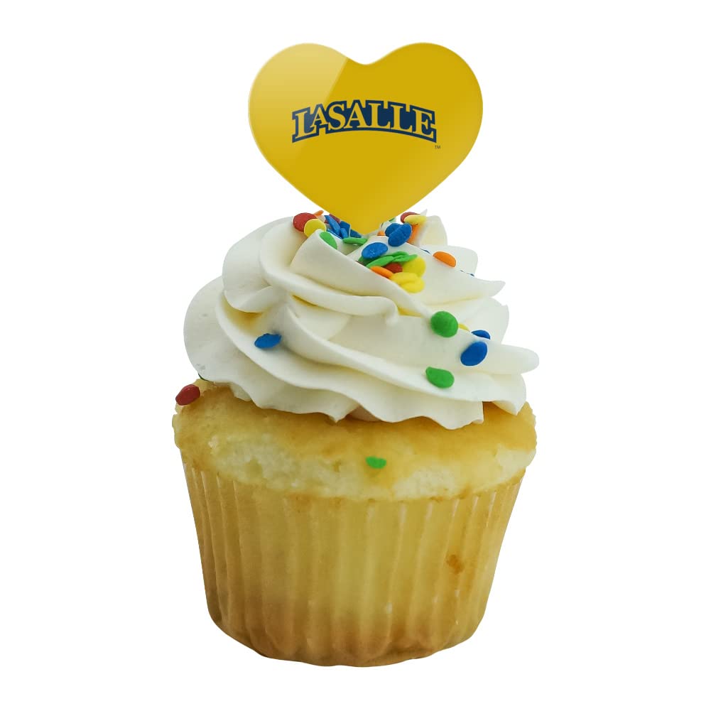 GRAPHICS & MORE Cupcake Picks Set of 6 - Acrylic Heart Love Toppers for La Salle University