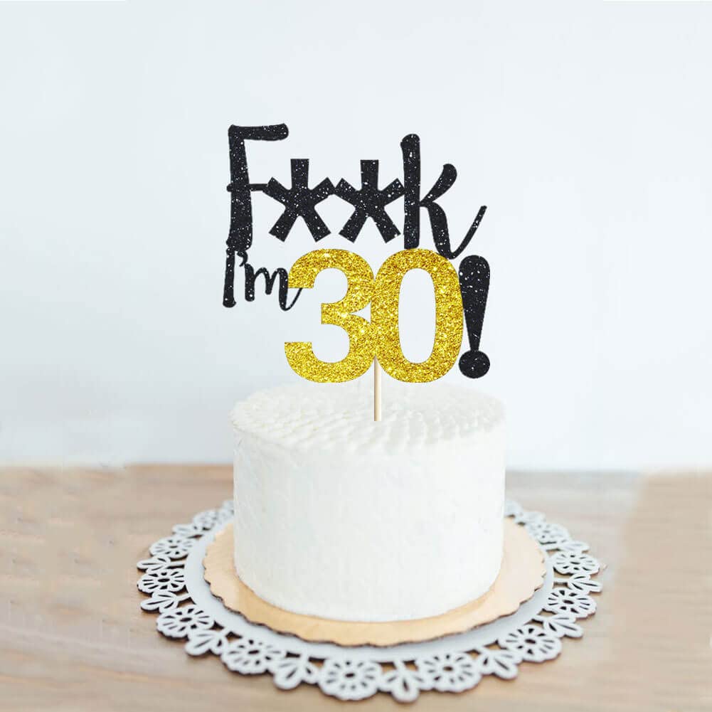 30 Birthday Cake Topper Black Glitter Funny 30Th Birthday Party Cake Decor Hello 30/Cheers To 30 Years/30 & Fabulous/Talk Thirty