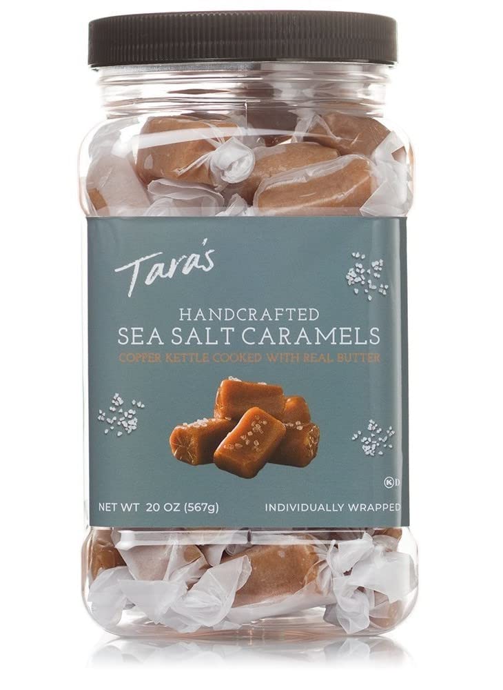 TaraS Gourmet Sea Salt Caramels | Hand Crafted All Natural Candy | Creamy & Individually Wrapped With Real Butter (20 Oz)