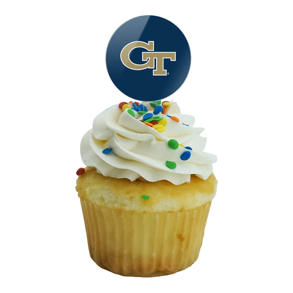 Georgia Tech Primary Logo Cupcake Picks Toppers Decoration Set Of 6
