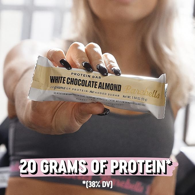 Barebells Protein Bars White Chocolate Almond - 12 Count, Protein Snacks With 20G Of High Protein - Chocolate Protein Bar With 1