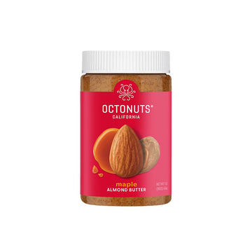 Octonuts Dry Roasted Maple Almond Nut Butter 16oz - Pure Creamy Nut Butter - Delicious Vegan Foods - Gluten Free, Vegan, Kosher,