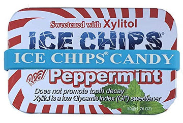 Ice Chips Xylitol Candy Tins (Peppermint, 6 Pack) - Includes Band As Shown