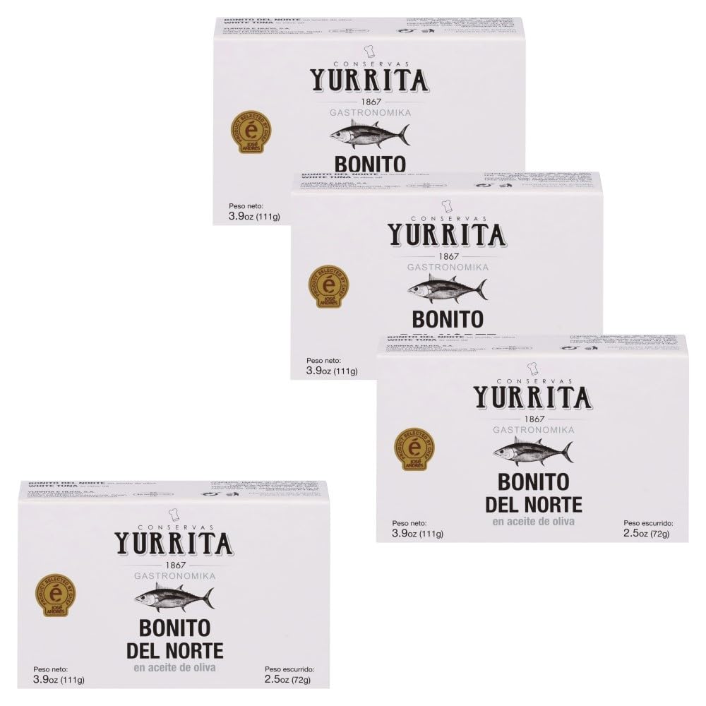 Yurrita Gastronomika Selected by Jos   Andr  s Bonito Del Norte In Olive Oil, 3.9 oz, 4 Pack