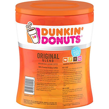 Dunkin' Donuts Original Blend Medium Roast Ground Coffee, 30 Ounces, Pack Of 4
