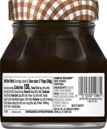 Smuckers Simple Delight Hot Fudge Topping, 11.5 oz