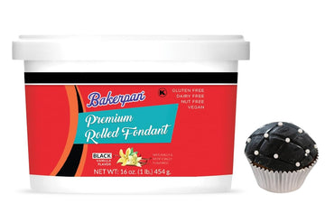 Bakerpan Premium Rolled Black Fondant For Cake Decorating - 1 Pound, Vanilla Flavor
