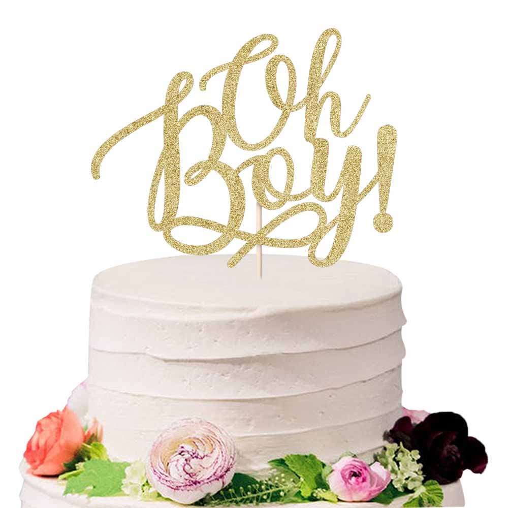 Sodasos Gold Glitter Cake Topper, Its A Boy Baby Shower Decoration, 1 Piece, 7x8 inches, Food Safe, Hand Designed & Crafted, Pe