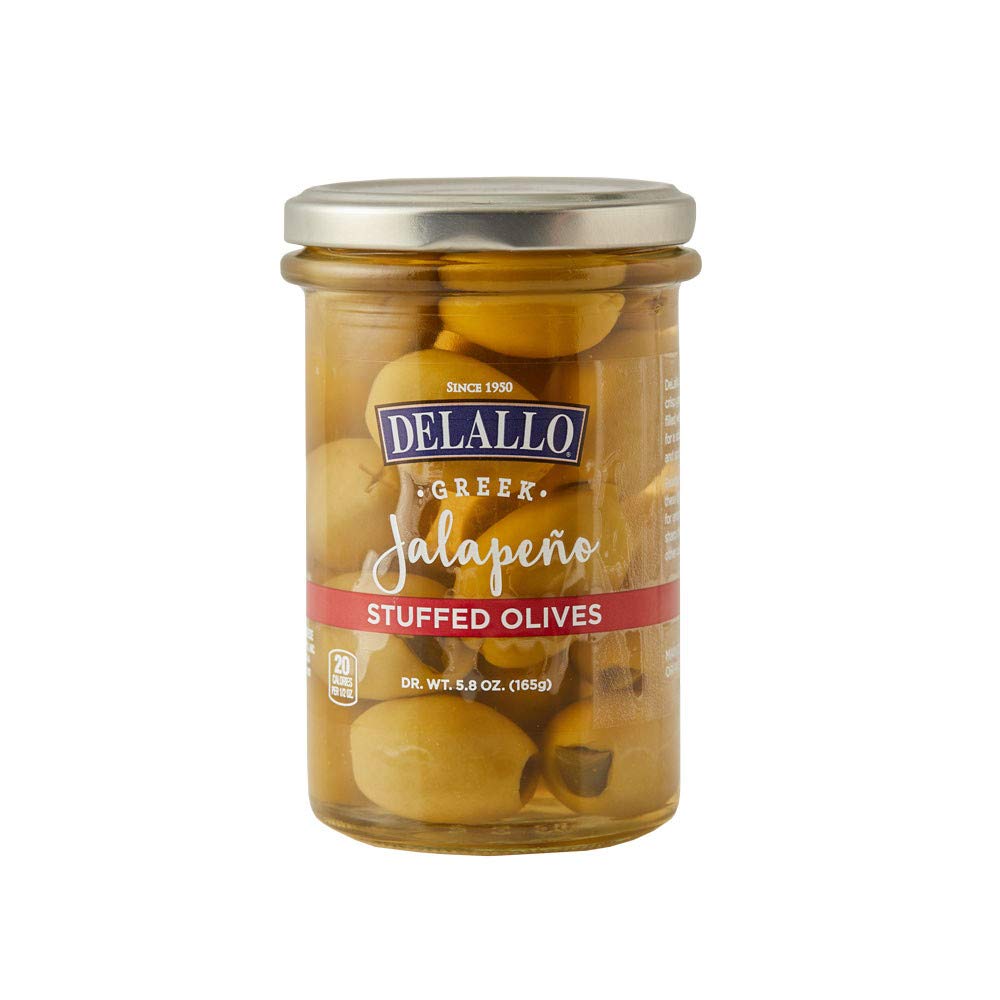 DeLallo Jalapeo Stuffed Green Greek Olives (pack of 6)