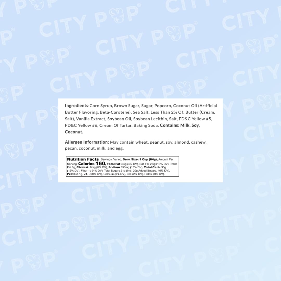 City Pop Sea Salt Caramel Gourmet Popcorn - 13.44oz, Made in USA, GMO-Free, Perfect for Snacks, Gifts, and Movie Nights