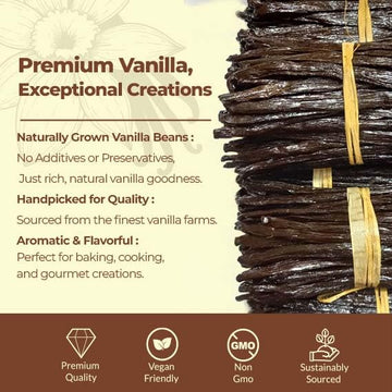 Akshit Vanilla Beans Grade A | Non-GMO Whole Beans for Extract | 1 Pound, 6-8 Inches