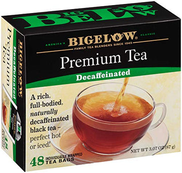Bigelow 48 Count Premium Decaffeinated Blend Black Tea (Case Of 6), Total 288 Tea Bags, Contains Individually Wrapped Tea Bags,
