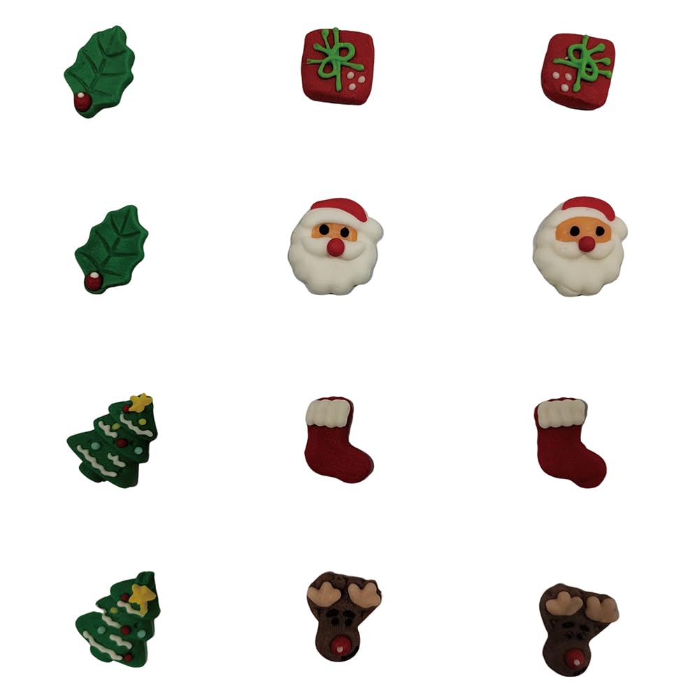Homankit Edible Candy Santa Claus Christmas Tree Christmas Stocking Reindeer Dessert Sprinkles Party Cookie DIY Cake Cupcake Topper Icing Frosting Decoration Christmas Supplies