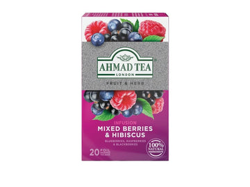 Ahmad Tea Herbal Tea, Mixed Berries & Hibiscus Teabags, 20 Ct (Pack Of 1) - Decaffeinated & Sugar-Free