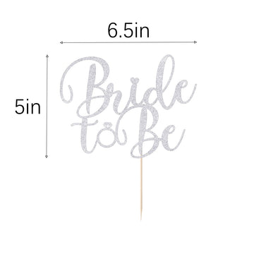 Sodasos Silver Glitter Bride To Be Cake Topper - Bridal Shower Cake Topper,For Wedding Shower;Engagement;Bachelorette;Hen Party Decorations (Silver)