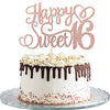 1 PCS Happy Sweet 16 Cake Topper Glitter 16th Birthday Cake Pick Cheers to 16 Years Birthday Cake Decoration for Happy 16th Birt