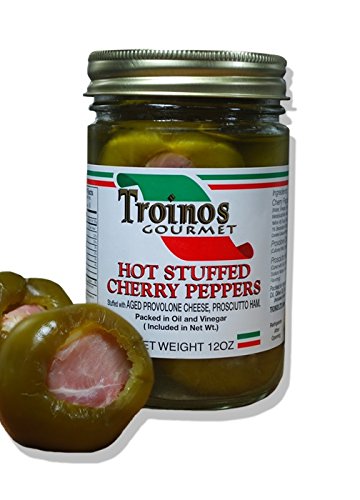 Troinos Gourmet Hot Stuffed Cherry Peppers with Prosciutto & Provolone, 12 Ounce