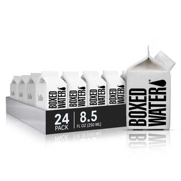 Boxed Water 8.5 oz. (24 Pack) - Purified Drinking Water in 92% Plant-Based Boxes, 100% Recyclable, BPA-Free, Refillable Cartons,