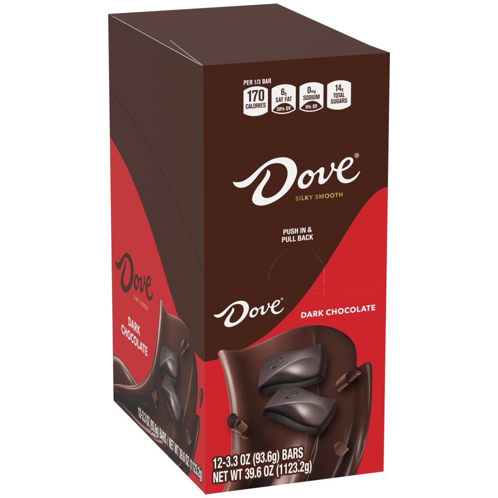 Dove Dark Chocolate Bars, 3.30-Ounce Bar (Pack Of 12)