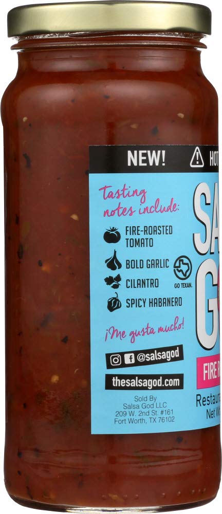 Salsa God Hot Fire Roasted Red Salsa, 16 Oz