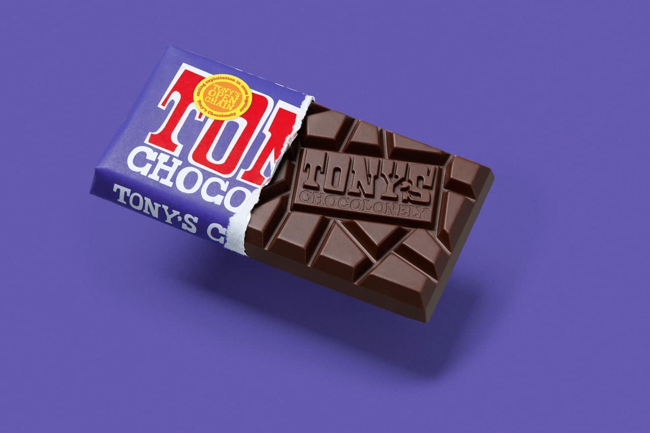 Tonys Chocolonely 42% Dark Milk Chocolate Bar with Pretzel & Toffee - Dark Milk Chocolate, Pretzel & Toffee Chunks, Belgium Cho
