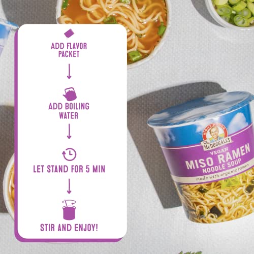 Dr. Mcdougall'S Vegan Miso Ramen Soup - Instant Ramen Noodles Cups - Organic Instant Noodles - Vegan Ramen - Noodle Soup - Veget