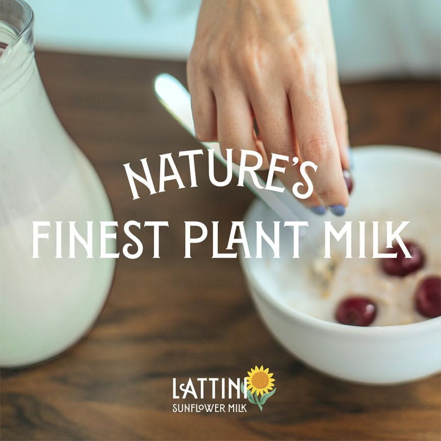 Lattini Unsweetened Non-Dairy Sunflower Milk | Plant-Based, Vegan, Sustainable, Non-Gmo - Allergen Free Milk Alternative 32 Fl O