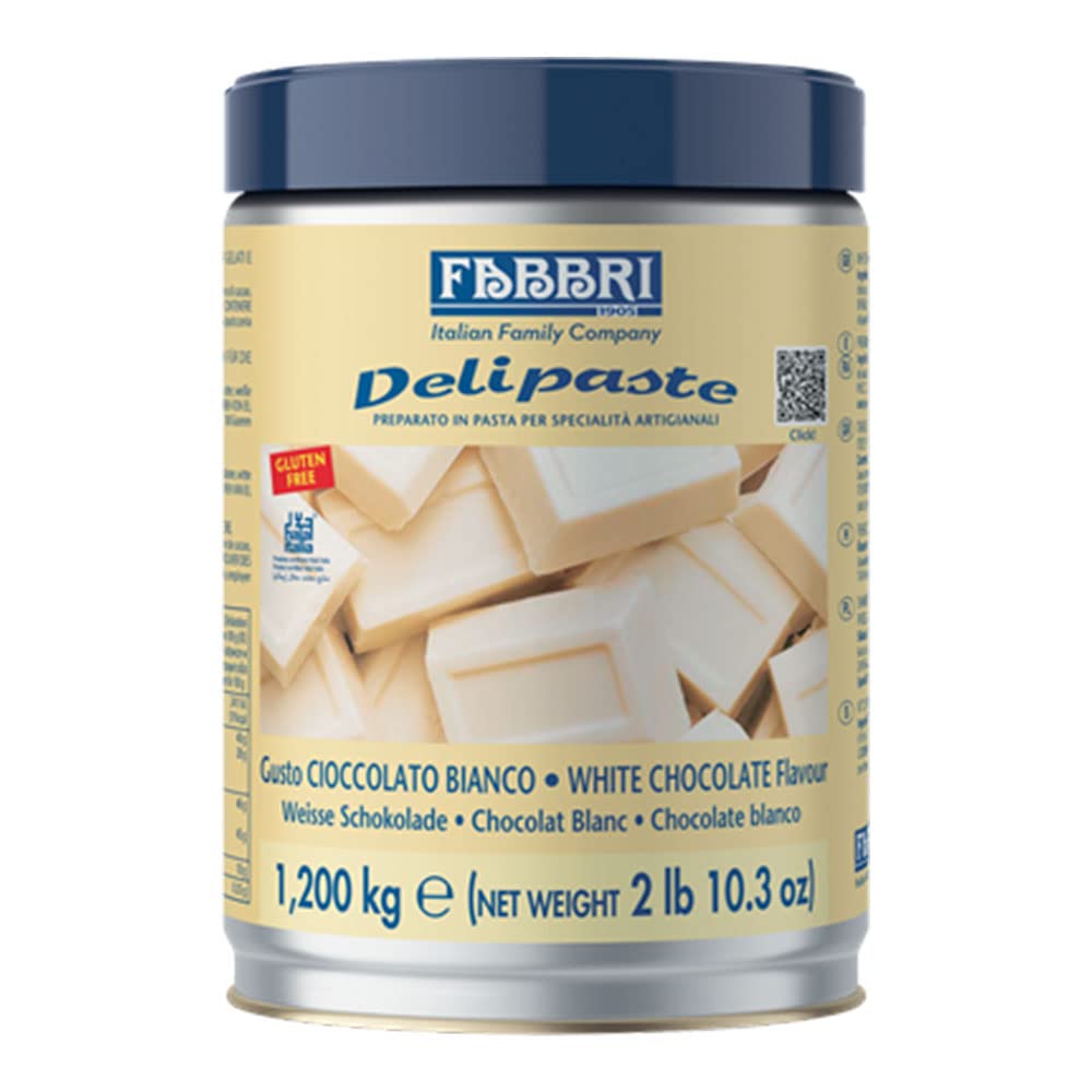 Fabbri Delipaste White Chocolate, Flavoring Compound for Gelato, Ice Cream, Soft Serve, Pastry and Confectionary, 1 Tin of 2.65