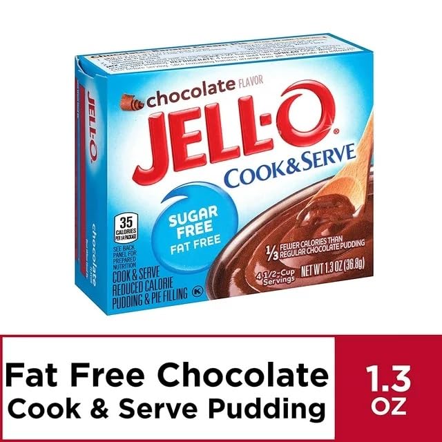 Jell-O Chocolate Pudding, Cook & Serve, Sugar Free, 1.3 Ounce Box, 3 Packs