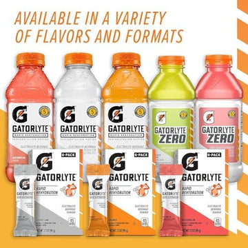 Gatorlyte Zero Rehydration Electrolyte Drink, Fruit Punch, Specialized Blend of 5 Electrolytes, Zero Sugar, No Artificial Sweete