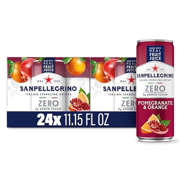 Sanpellegrino Zero Grams Added Sugar Italian Sparkling Drinks Pomegranate Orange, Sparkling Pomegranate Orange Beverage 24 Pack
