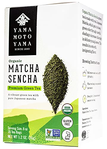 Yamamotoyama Organic Matcha Sencha Tea Bag 18 Ct (Pack Of 6)