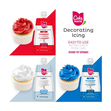Cake Mate Decorating Icing Red, White & Blue Bundle - Great For Decorating Cakes, Cookies & More | Perfect For 4Th Of July & Yea
