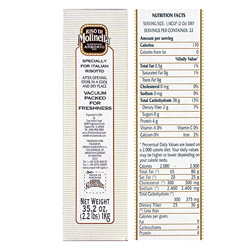 Molinella Italian Arborio Rice, 2.2-Pound Boxes, Pack Of 4