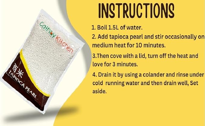 CATHAY KITCHEN Sago Tapioca Pearls for Bubble Tea, Non-GMO, Gluten-Free, 36 Oz (3 Pack)