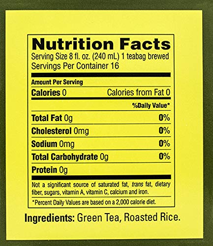 Yamamotoyama Genmaicha Green Tea with Roasted Rice, 16 Count, Pack of 6