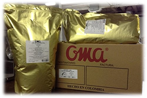 Oma Cafe Excelso Medium/Dark Roast 100% Arabica Whole Beans, 5 lb Bag, 2500g, 88oz, Colombia Coffee Beans
