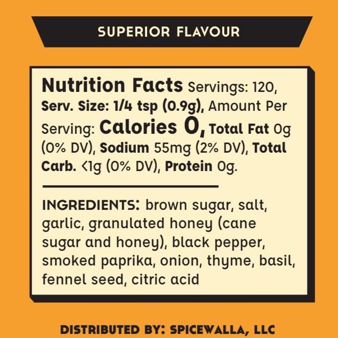 Spicewalla Honey and Herb Rub - Garlic, Brown Sugar, Basil, 3.8 oz, Non-GMO, Gluten Free