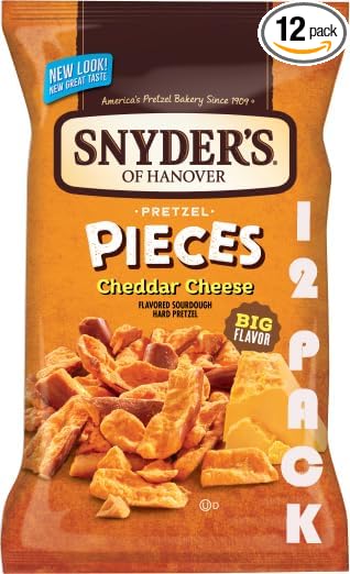 Snyder's of Hanover Pretzel Pieces, Cheddar Cheese 2.25 oz Pack of 12 bundled by SUPERDEALS with mystery gift in every order