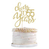 Qertesl Gold Glitter Cheers to 55 years Cake topper, Happy 55th Birthday Cake Decorations,Perfect for 55 Years Cake Decorating,W