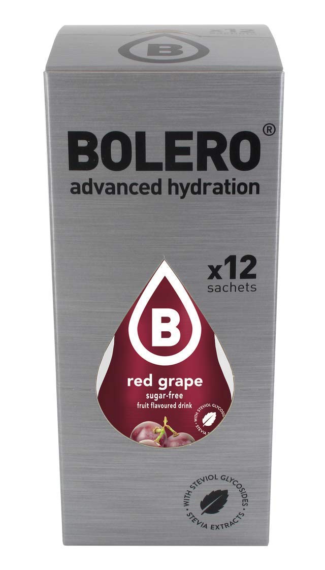 Bolero- Sugar Free Drink Mix Packets Red Grape Fruit Flavors | Powdered Flavored Water Packets | 12 Large Sachet On The Go Packets
