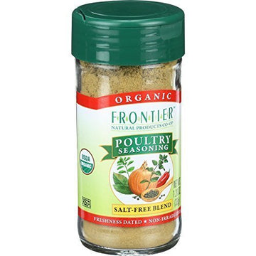 Frontier Poultry Seasoning Certified Organic, Salt-Free Blend, 1.2-Ounce Bottle