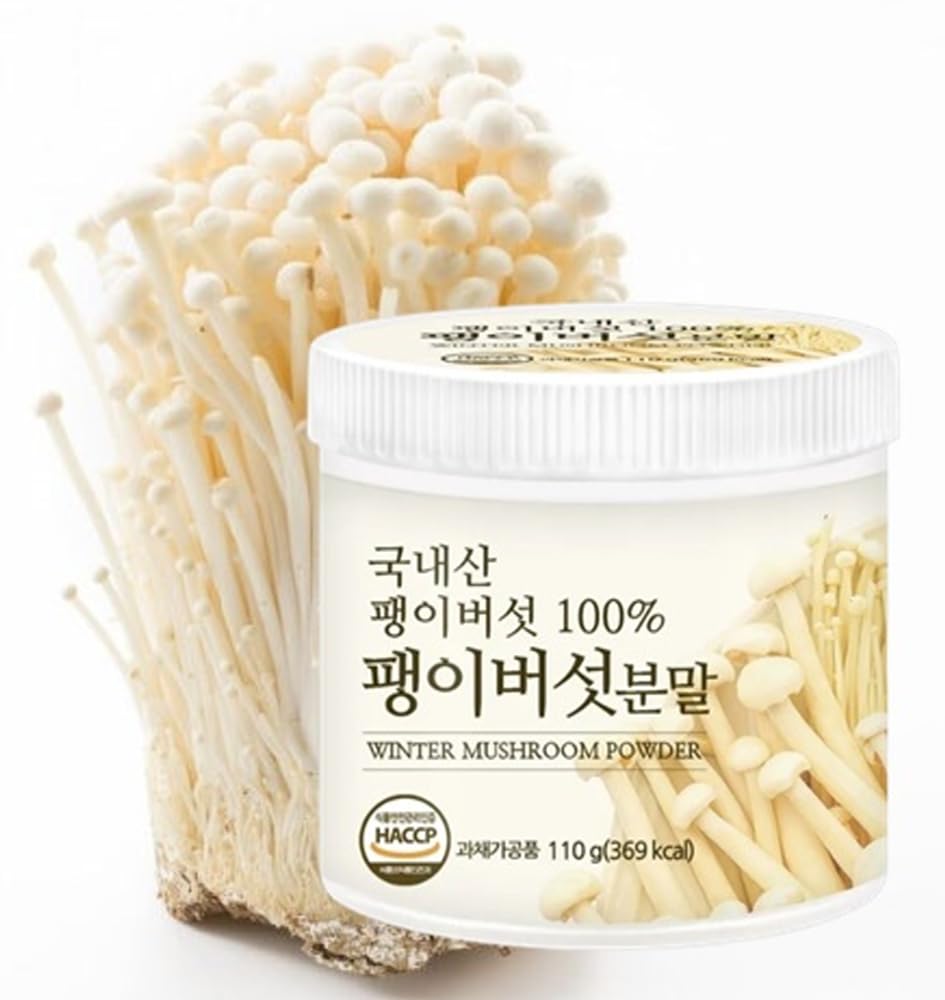 Organic Natural Korean Enoki Mushroom (flammulina velutipes), Enokitake Extract Powder-3.88 Ounce (110g)
