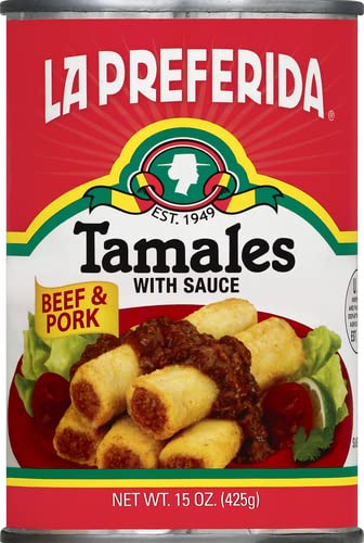 La Preferida Beef & Pork Canned Tamales With Sauce, 15 Oz. (Pack Of 12)
